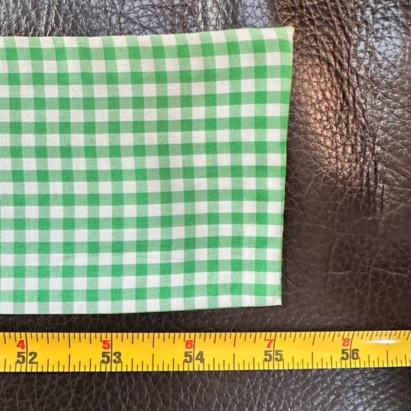 Cotton Skinny Scarf Green Gingham Print - Picture 3 of 4